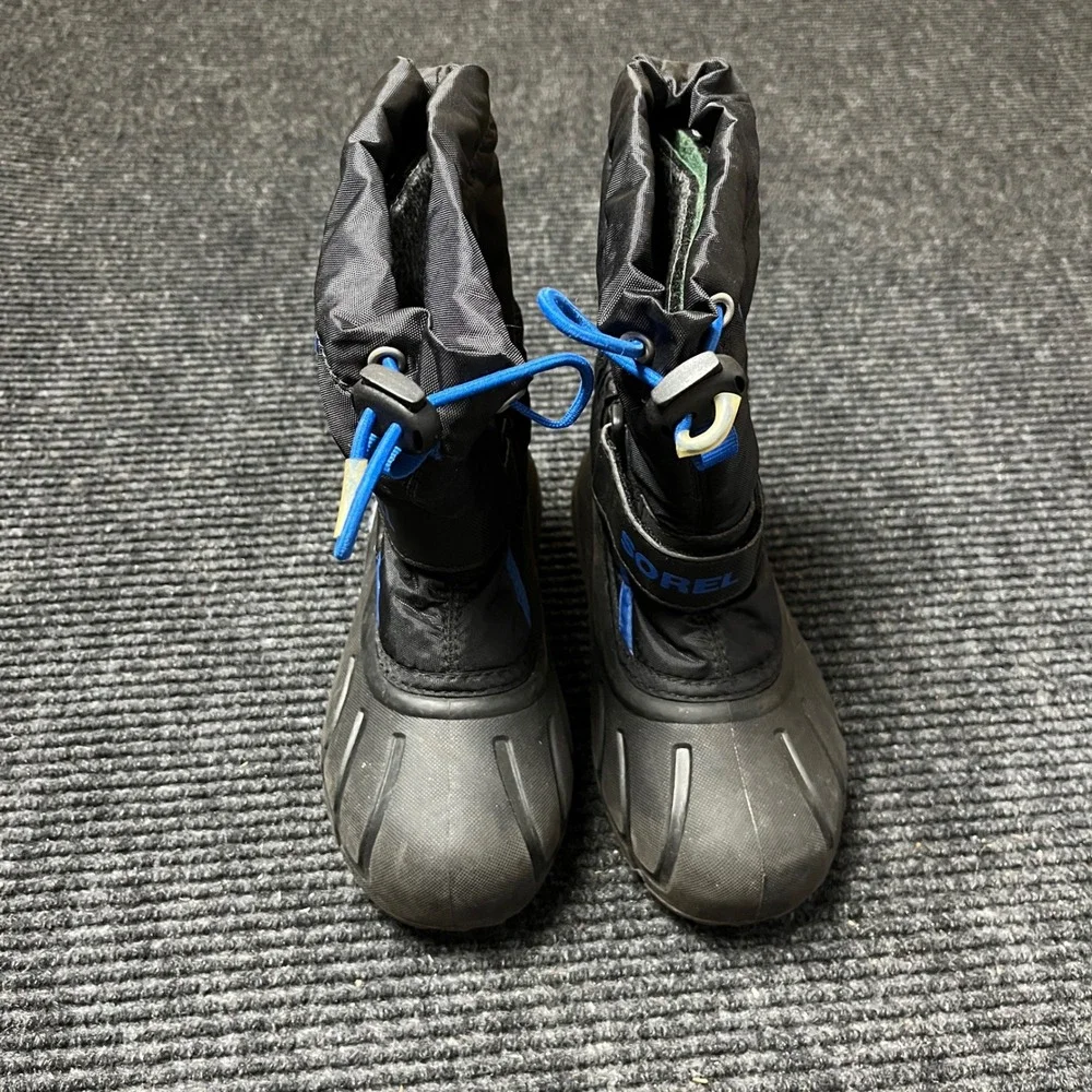 Sorel Flurry Snow Boots Kids Size 12 Black Blue Waterproof Insulated Winter warm